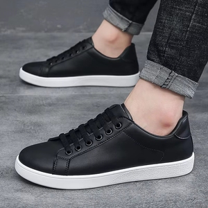 Zapatillas Casuales de Hombre con Cordones, Negras, Planas, para Caminar, Estilo Skateboard, Antideslizantes, con Punta Cerrada y Forro de Malla - Product Image 6