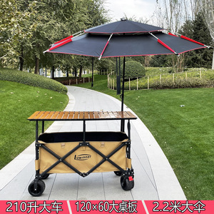 Şemsiye kamp balıkçılık piknikler için katlanabilir yemek sepeti aperatif arabaları kamp vagon büyük masa kamp Handcart - Product Image 3