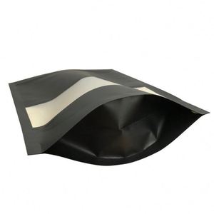 Sacs en papier kraft recyclé noir, sacs de rangement refermables avec fermeture éclair, 12x20cm, pack promotionnel - Product Image 4