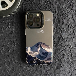 เคสโทรศัพท์ลายภูเขาเปลวไฟสีแดงและสีน้ำเงิน สำหรับ iPhone 17 16 15 Pro Max 14, เคส iPhone 17 ลายภูเขาสลักเลเซอร์ - Product Image 2