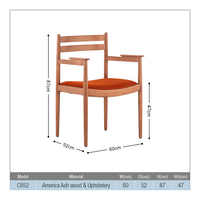 Chaise de salle à manger moderne en frêne rouge marron orange sac souple coussin en cuir pour restaurant hôtel villa meubles de chambre à coucher