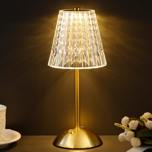 Cordless <b>Table</b> Lamp Rechargeable Battery Operated Lamp 3 Color Modes Stepless Dimmable <b>LED</b> Touch Portable Crystal Gold Lamp - Product Image 1