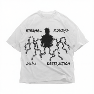T-shirt Oversize con Grafica Eternal Destruction, Stile Grunge Punk Streetwear Y2K, Estetica Skater, per Uomo e Donna - Product Image 2