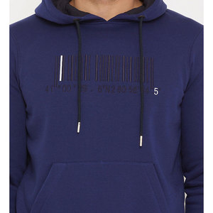 Sweat à capuche polaire personnalisé bleu pour homme avec poche kangourou, en mélange de coton, fabrication OEM/ODM, vente en gros - Product Image 4