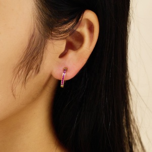 Non Tarnish Fine Fashion Jewelry 18K Gold Plated Stainless Steel Small Hoop <b>Earrings</b> Zircon Hoop Huggie <b>Earrings</b> for Women - Product Image 5