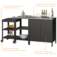 Cuisine extérieure moderne en acier galvanisé, îlots de rangement, armoire, table, ensemble de cuisine modulaire, armoire de bar d'angle, grill, 3 étagères