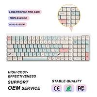 Clavier mécanique sans fil tri-mode haut de gamme à 105 touches, fin, silencieux, conçu pour la productivité
