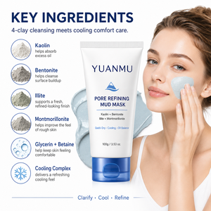 Mascarilla Facial Refrescante <span class=keywords><strong>de</strong></span> Barro Azul para Refinar los Poros, Cuidado <span class=keywords><strong>de</strong></span> los Poros y Puntos Negros, Control <span class=keywords><strong>de</strong></span> Grasa, Purificante <span class=keywords><strong>de</strong></span> Poros, Fórmula <span class=keywords><strong>de</strong></span> Secado Rápido - Product Image 3