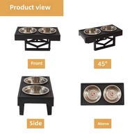Bol surélevé pliable pour animaux Elecpet, hauteur réglable sur 3 niveaux, support détachable, antidérapant, double bol en acier inoxydable
