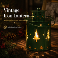 Lampe décorative creuse en métal, motif renne, sapin de Noël, flocon de neige, support de silhouette, pour table de fête festive