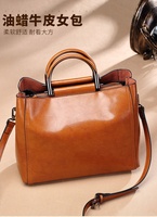 Sac à main vintage en cuir de vache véritable, pour femmes et filles, à bandoulière tendance, poignée supérieure