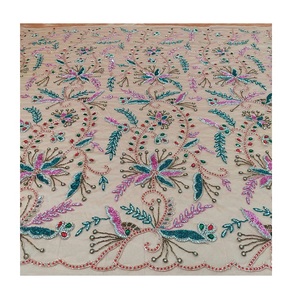 Tissu de dentelle perlée de luxe fait à la main de haute qualité les plus tendances pour les robes de soirée disponibles au prix de gros en Inde - Product Image 6