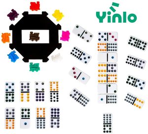 JUXING Jeu de dominos à points colorés double 12, 91 tuiles avec étui en aluminium, jeu mexicain du train pour le plaisir en famille - Product Image 4