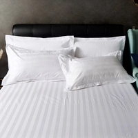 Weiche Maßgefertigte Gestreifte Hotel-Bettbezug-Sets Gestreifte Hotel-Bettwäsche-Sets Maßgefertigte Weiße Gestreifte Hotel-Bettlaken-Sets