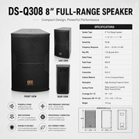 Enceinte passive pleine gamme DS-Q308 8 pouces 275x435x275mm en bois avec double connecteurs NL4 50-18Hz pour événements audio KTV/bar en direct