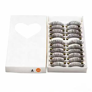 Faux cils faits main noirs épais croisés effet queue de chat allongés naturels 063A en fil de coton à tige souple - Product Image 1