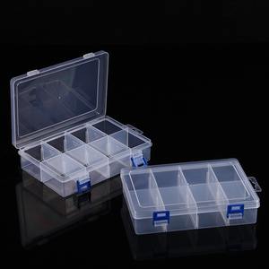 Clear 8-Compartment Plastic <b>Storage</b> <b>Box</b> With Double Buckles For Jewelry Organizers Desktop Accessories Parts <b>Tools</b> - Product Image 2