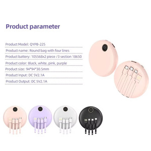 Banco de Energía Portátil de 10000 mAh con 4 Cables Integrados, Pantalla LED, <span class=keywords><strong>Cargador</strong></span> de Batería Externo <span class=keywords><strong>Redondo</strong></span> con Logotipo Personalizado para iPhone y <span class=keywords><strong>Samsung</strong></span> - Product Image 6