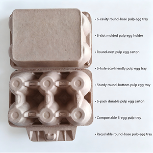 Boîte d'expédition personnalisée en pulpe blanche écologique pour 6 œufs de poule, <span class=keywords><strong>lot</strong></span> en gros - Product Image 2
