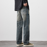 Jeans décontractés coupe bootcut taille mi-haute coupe ample personnalisés en denim vintage pour homme – Tendance automne-hiver, polyvalents et décontractés
