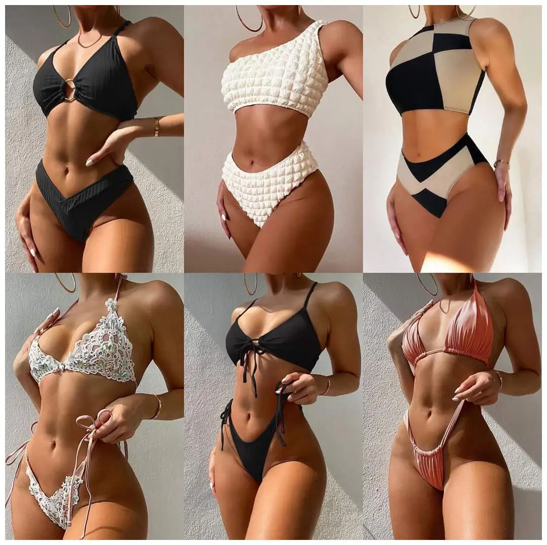 2024 conjunto de Bikini de moda Sexy para mujer, traje de baño de una pieza para mujer, liquidación al por mayor, envío aleatorio