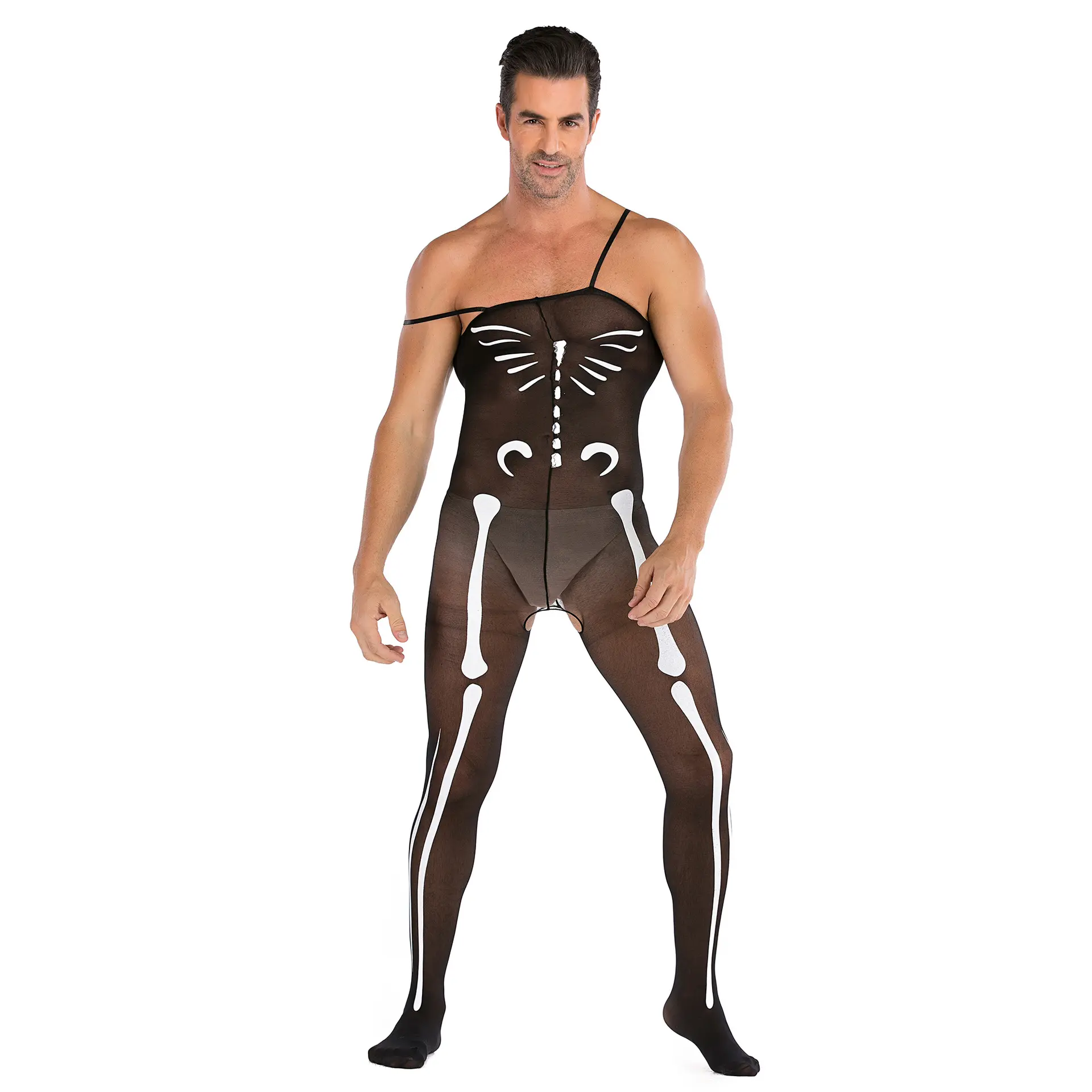 Woying Men's Sexy underwear plus size men's sexy net clothes See through jumpsuits