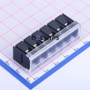 KF28S-7.62-6P Barrier Terminal Block Through hole Component (THT),P=7.62mm Connector With Cover Plate 7.62mm 1x6P Straight Pin - Product Image 1