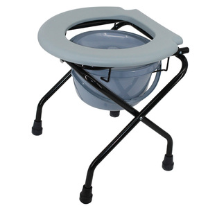 Asiento de inodoro plegable para mujeres mayores, embarazadas, uso doméstico, con cubo, 2,3 kg, diseño moderno y sencillo de metal - Product Image 3