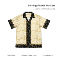 Chemise décontractée rétro pour homme à manches courtes, imprimé géométrique ondulé, tissu texturé, coupe ample, idéale pour les vacances d'été, vente en gros