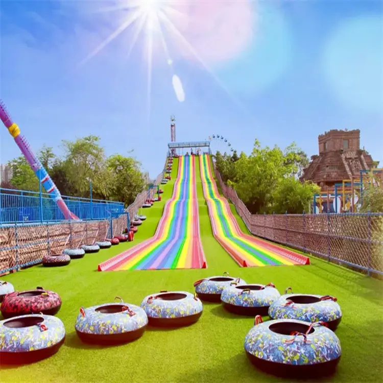 Kleurrijke Droge Kinderen Plastic Slip Glijbaan Regenboog Glijbaan Te Koop Speeltuin Pretpark Outdoor