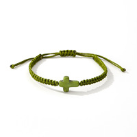 Bracelet tressé fait main avec pendentif croix en pierre turquoise pour femmes et hommes, bracelet en cordon tissé réglable, bijoux