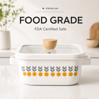Casserole carrée en émail avec couvercle en verre, qualité alimentaire, résistante au four, facile à nettoyer, logo personnalisé, ustensile de cuisine pour cuisinière, vente en gros