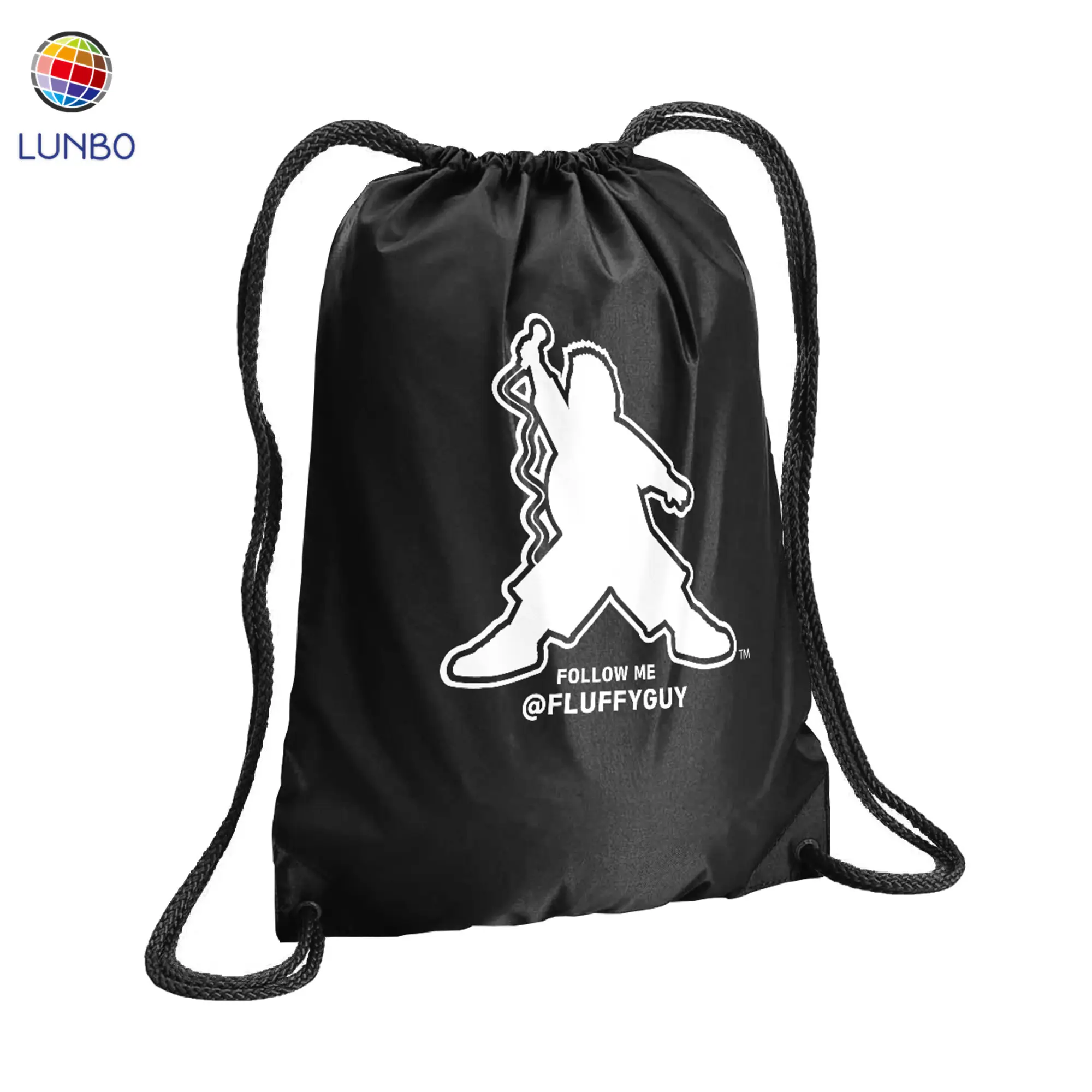Custom Color Black Sports Basketball Football Hiking Travel Shoe 420D Polyester Backpack Drawstring Bag