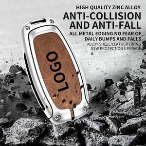 Étui de luxe en métal et cuir pour <span class=keywords><strong>clé</strong></span> de voiture <span class=keywords><strong>Hyundai</strong></span>, avec logo personnalisé, housse de <span class=keywords><strong>clé</strong></span> élégante anti-rayures avec porte-clés - Product Image 2