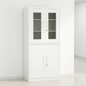 High Quality Modern Steel Office Cabinet with Glass Door Filing Iron <b>Cupboard</b> Adjustable for Office Home School Commercial Use - Product Image 1