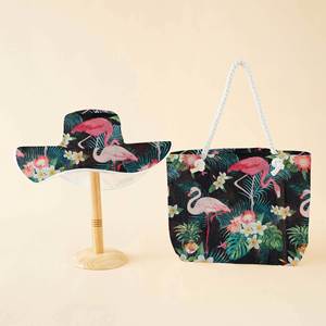 Conjunto de Bolso de Lona y Sombrero de Playa de Dos Piezas, Estilo Europeo y Americano, Diseño Deportivo y de Viaje, Transpirable, Cómodo, Ajustable, Unisex - Product Image 1