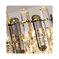 Lustre de plafond en cristal LED, lampe suspendue pour salon, luminaire rectangulaire suspendu, gris fumé, luminaires de cuisine pour la maison