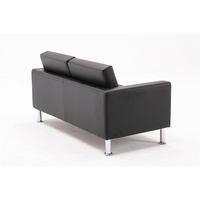 Günstiges schwarzes Ledersofa für Showroom/Büro, Zweisitzer-Sofa