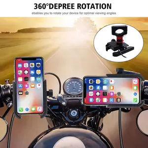 Aluminum Alloy Motorcycle Mobile Stand Phone Holder For Bike With Usb Port