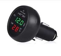 Voltímetro Digital 3 en 1 con Pantalla, Medidor de Temperatura LED Dual, Encendedor de Cigarrillos, Cargador USB para Auto, Monitor de Temperatura