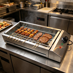 Heavy Duty Commercial <b>Smokeless</b> Electric <b>BBQ</b> Grill 2800W Fast Heating Low Smoke Electric Roasting Machine For Seafood Restaurant - Product Image 3