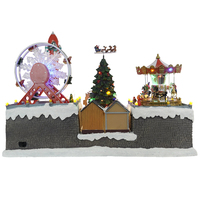 Décorations de Noël lumineuses et musicales avec carrousel à 5 fonctions, grande roue tournante, arbre de Noël, décorations de vacances européennes