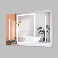 Meuble de salle de bain mural intelligent à LED de luxe, armoire de douche rectangulaire, meuble de salle de bain moderne à vendre