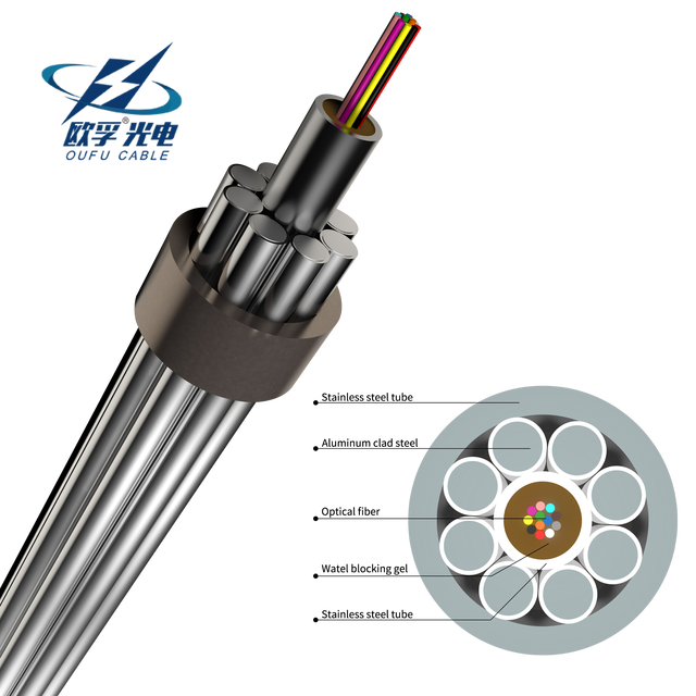 OUFU OPGW 24 Core G652D/G657A1/G657A2 Single Mode Optical Cable Stainless Steel Tube -40~+65 15 Year Warranty for Power