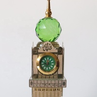 Modèle de la tour de l'horloge de la Mecque en cristal avec base lumineuse LED pour les souvenirs islamiques d'Abraj Al Bait