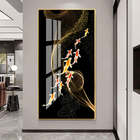 Peinture murale abstraite de luxe en porcelaine cristalline, motif 9 carpes koï porte-bonheur, art moderne pour salon, vente en gros