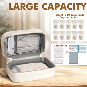 Sac isotherme pour lait maternel avec 3 blocs de glace, sac de rangement imperméable pour lait maternel, sac isotherme portable et polyvalent - Product Image 4