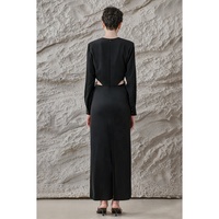 Conception personnalisée de petite commande marque privée vêtements fabricant de gros en gros Sexy noir évider à manches longues robe décontractée pour les femmes