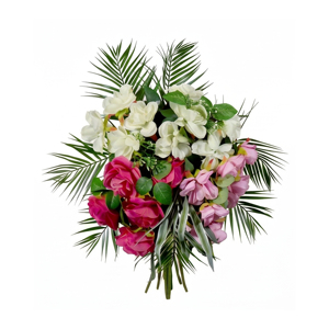Bouquet de fleurs artificielles roses et blanches, couronnes et guirlandes décoratives, arrangement floral mural pour la décoration de la maison et des mariages - Product Image 1