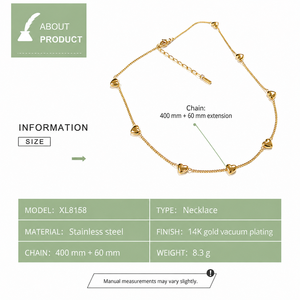 Collar con Colgante de Corazón Inflado en Acero Inoxidable, Chapado en Oro de 14K al Vacío, Cadena Ajustable en Tono Dorado y Plateado - Product Image 2
